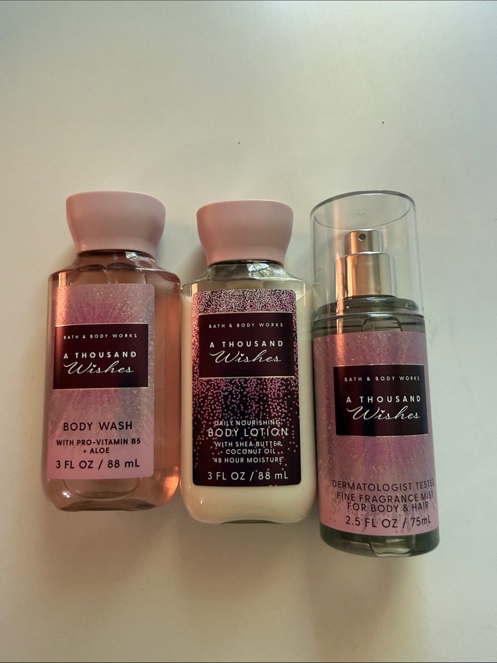F20 Bath & Body Works A Thousand Wishes Trio — Pink & Gold Accents